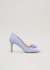 Satin Twist Peeptoe Shoes Pale Blue