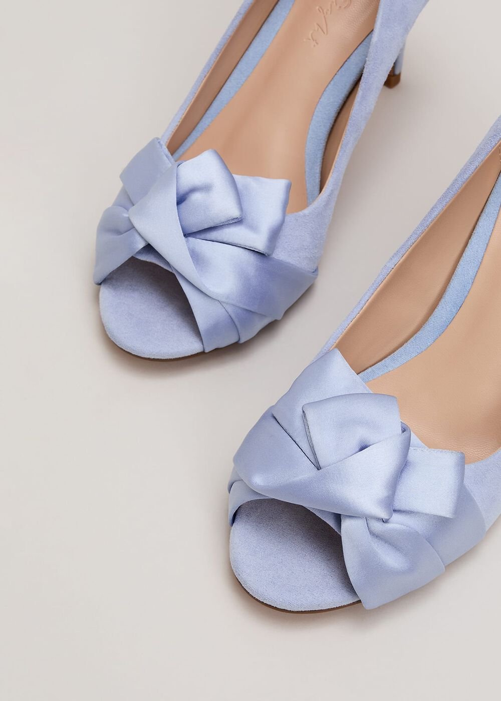 Satin Twist Peeptoe Shoes Pale Blue