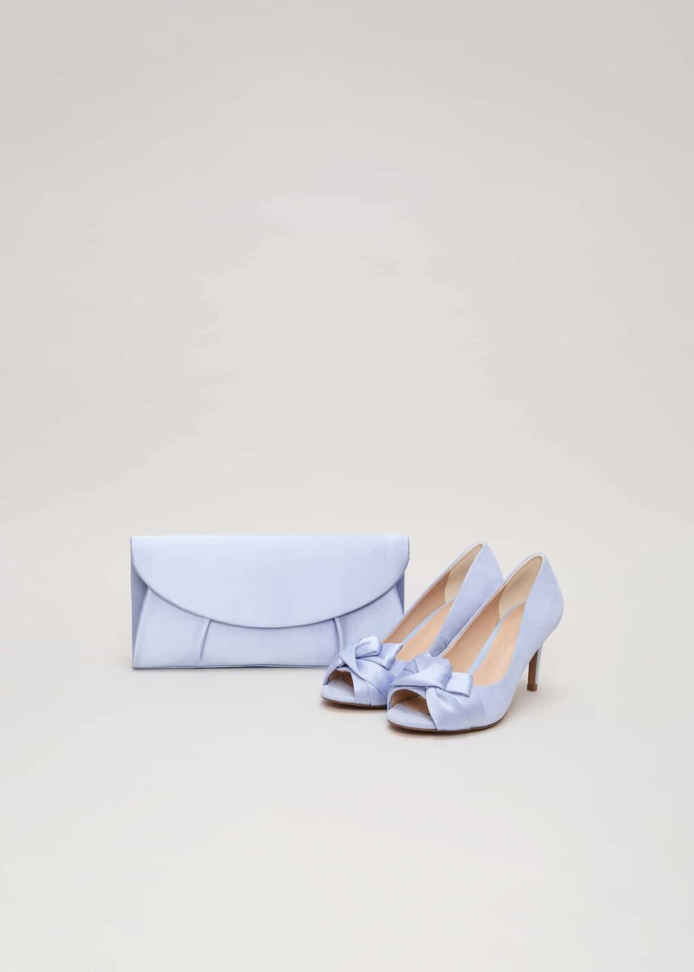 Satin Twist Peeptoe Shoes Pale Blue