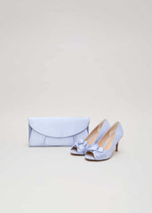 Satin Twist Peeptoe Shoes Pale Blue