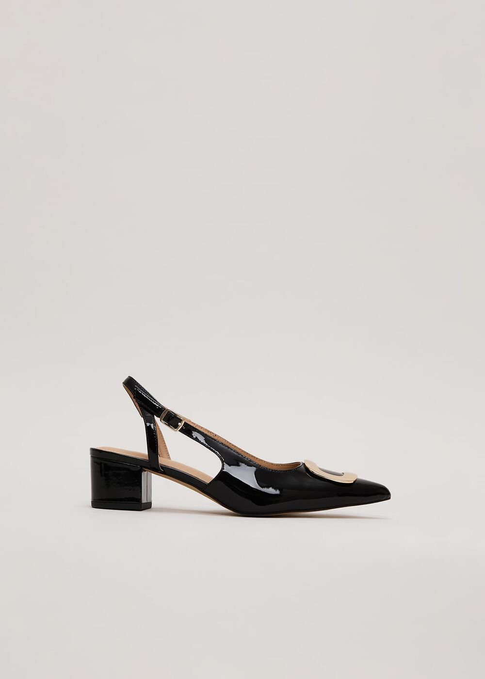 Patent Block Heel Shoes Black