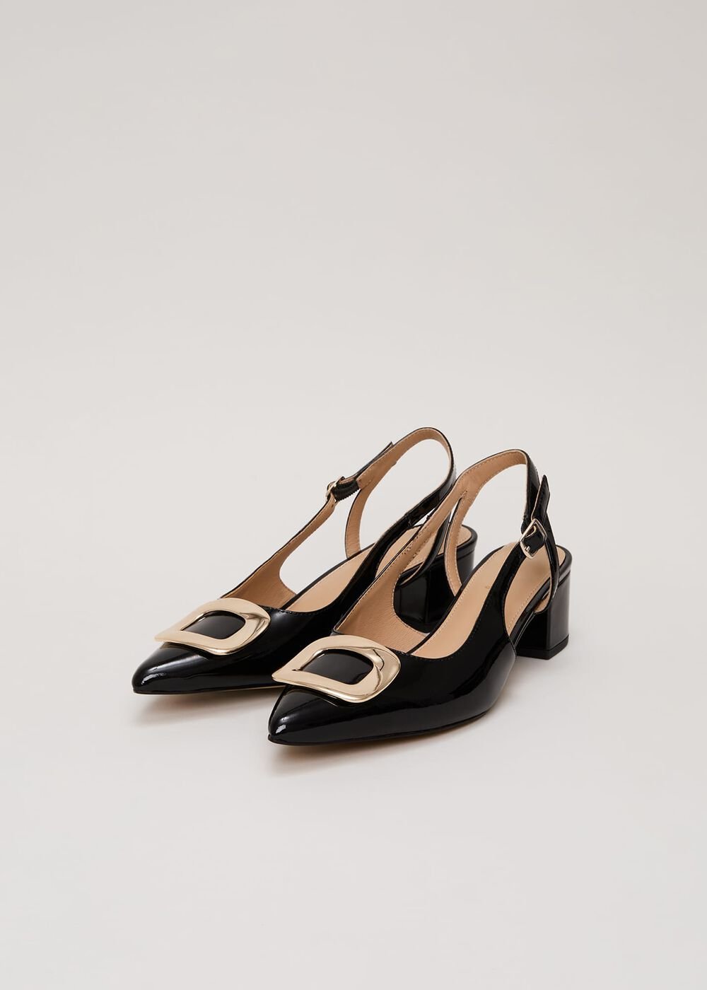Patent Block Heel Shoes Black