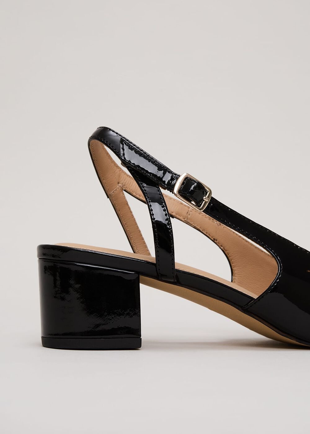 Patent Block Heel Shoes Black