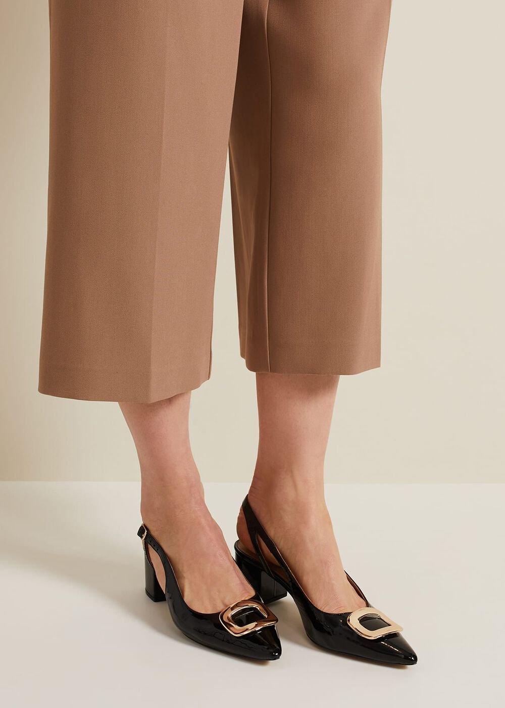 Patent Block Heel Shoes Black