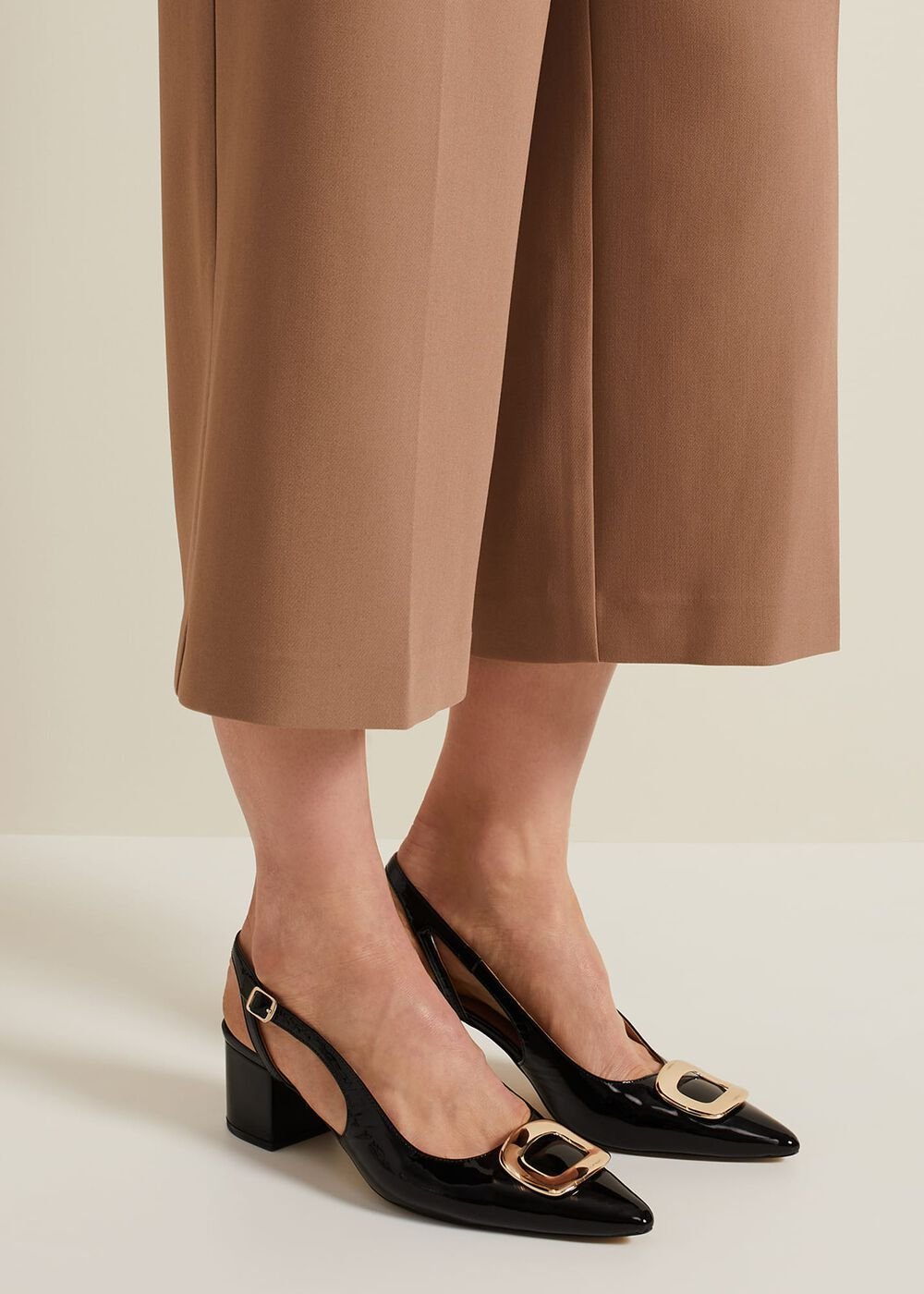 Patent Block Heel Shoes Black