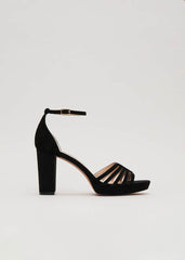 Suede Strappy Platform Shoe Black