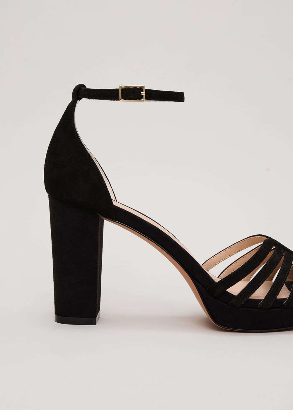 Suede Strappy Platform Shoe Black
