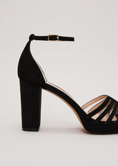 Suede Strappy Platform Shoe Black