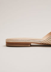 Leather Flat Slider Sandal Gold