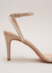 Pearl Embellished Barely There Sandal Metallic
