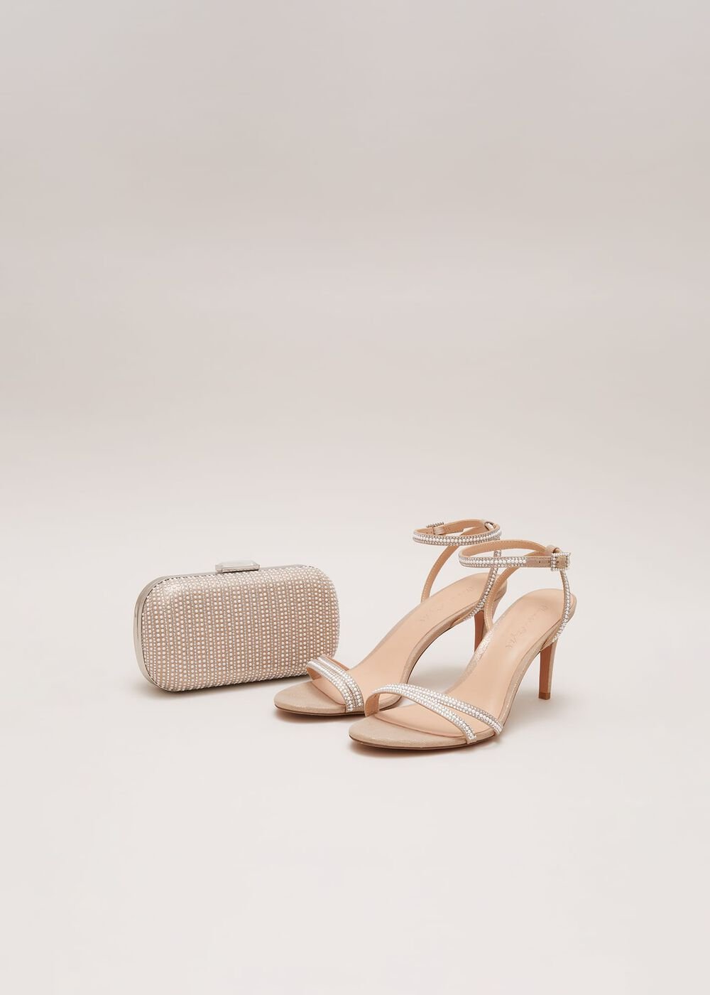 Pearl Embellished Barely There Sandal Metallic