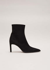 Black Suede Ponited Heeled Boots Black