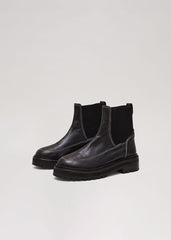 Black Feature Stitch Chunky Chelsea Boot Black