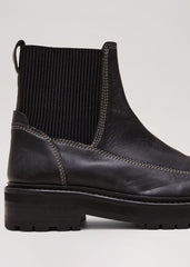 Black Feature Stitch Chunky Chelsea Boot Black
