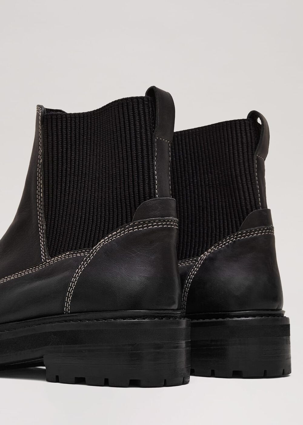 Black Feature Stitch Chunky Chelsea Boot Black
