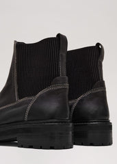 Black Feature Stitch Chunky Chelsea Boot Black