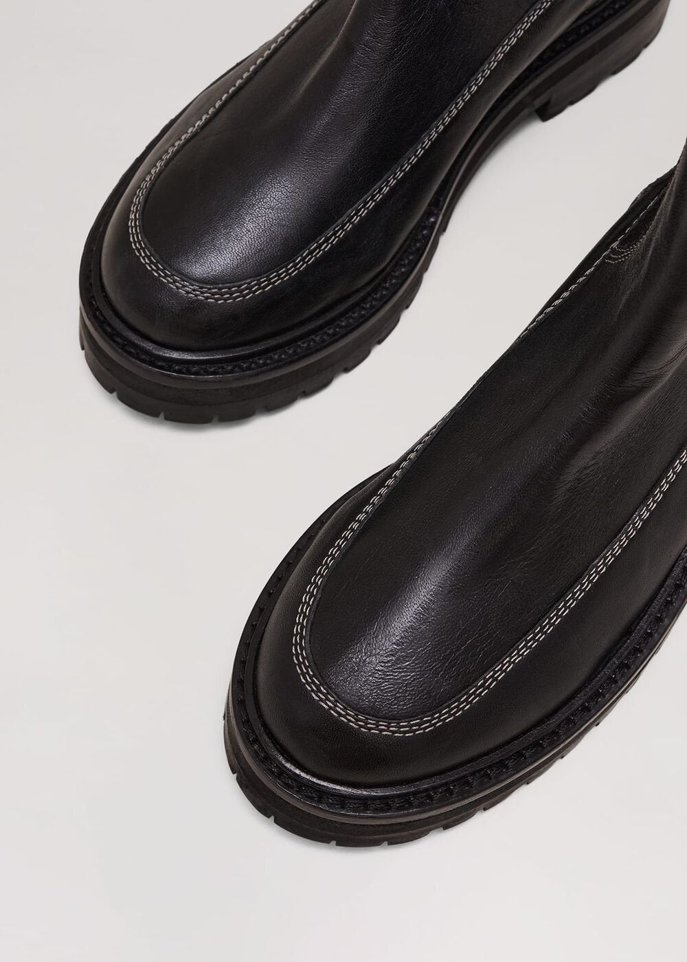 Black Feature Stitch Chunky Chelsea Boot Black