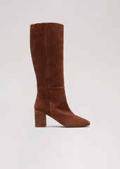 Tan Suede Block Heel Knee Boot Tan