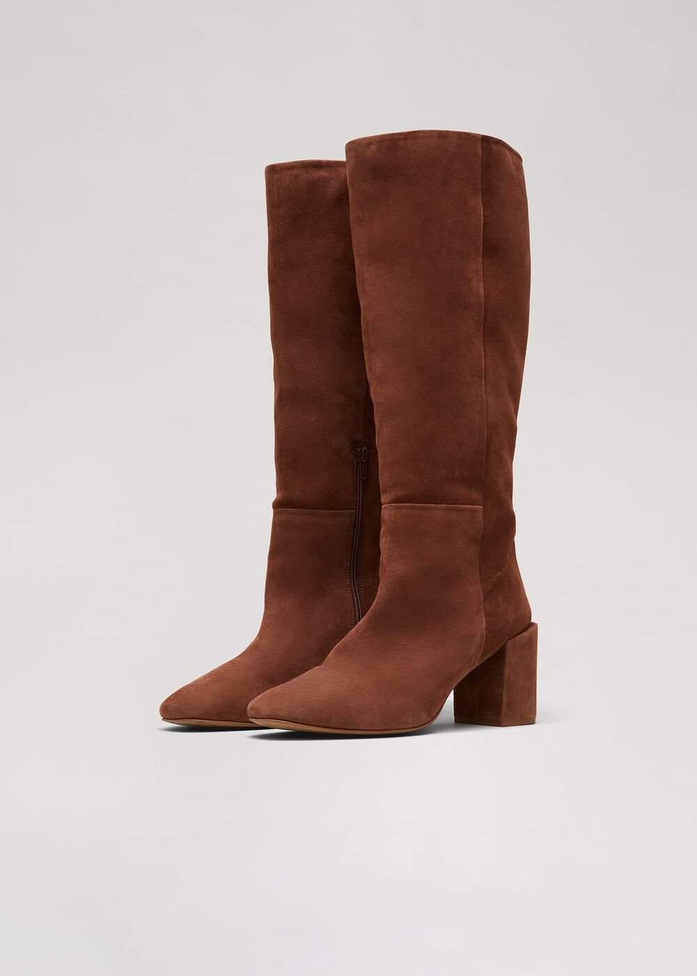 Tan Suede Block Heel Knee Boot Tan