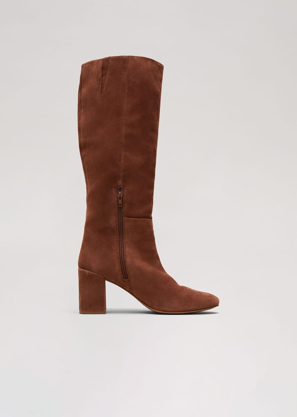 Tan Suede Block Heel Knee Boot Tan