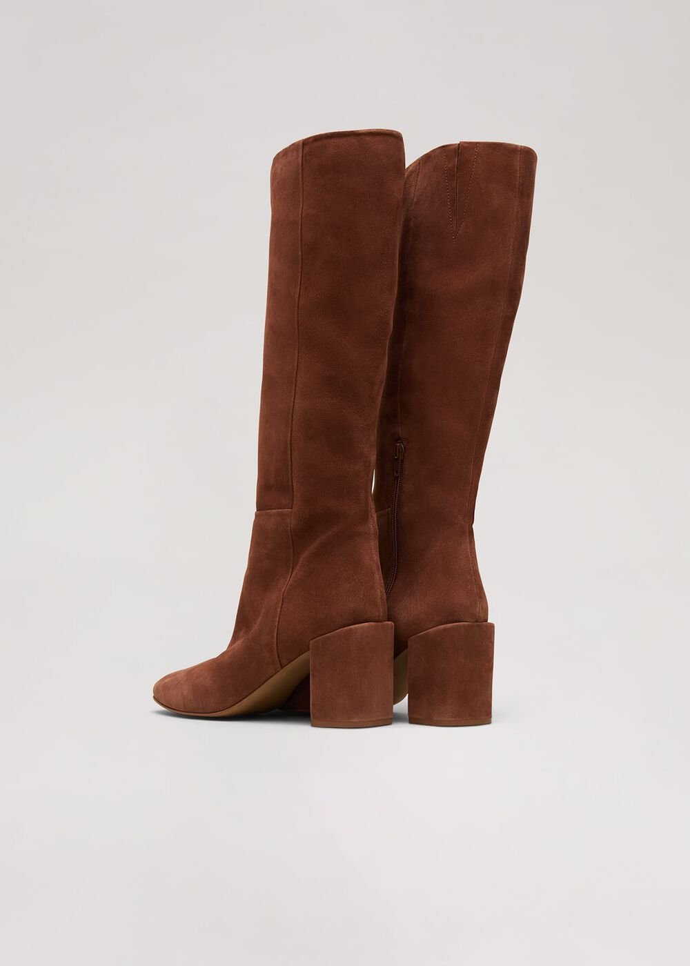 Tan Suede Block Heel Knee Boot Tan