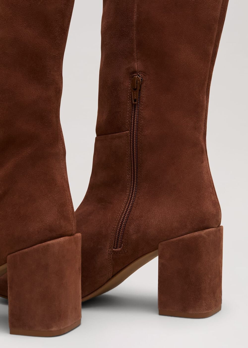 Tan Suede Block Heel Knee Boot Tan