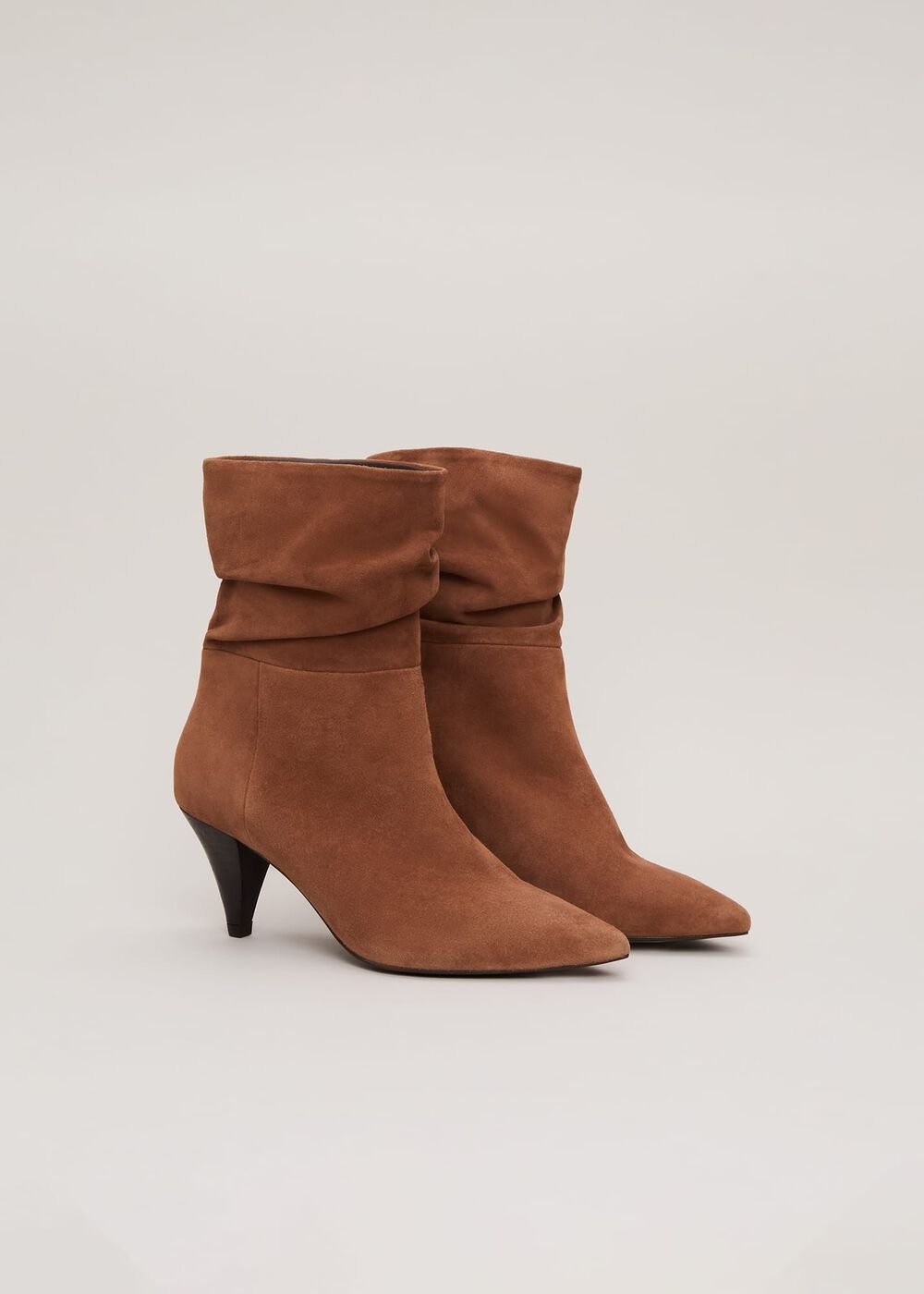 Brown Suede Cone Heel Western Boot Brown