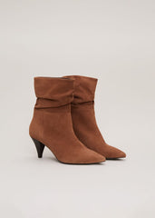 Brown Suede Cone Heel Western Boot Brown