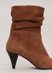 Brown Suede Cone Heel Western Boot Brown