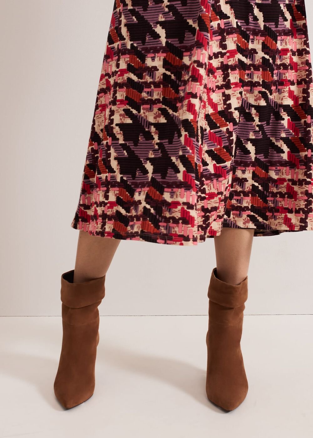 Brown Suede Cone Heel Western Boot Brown