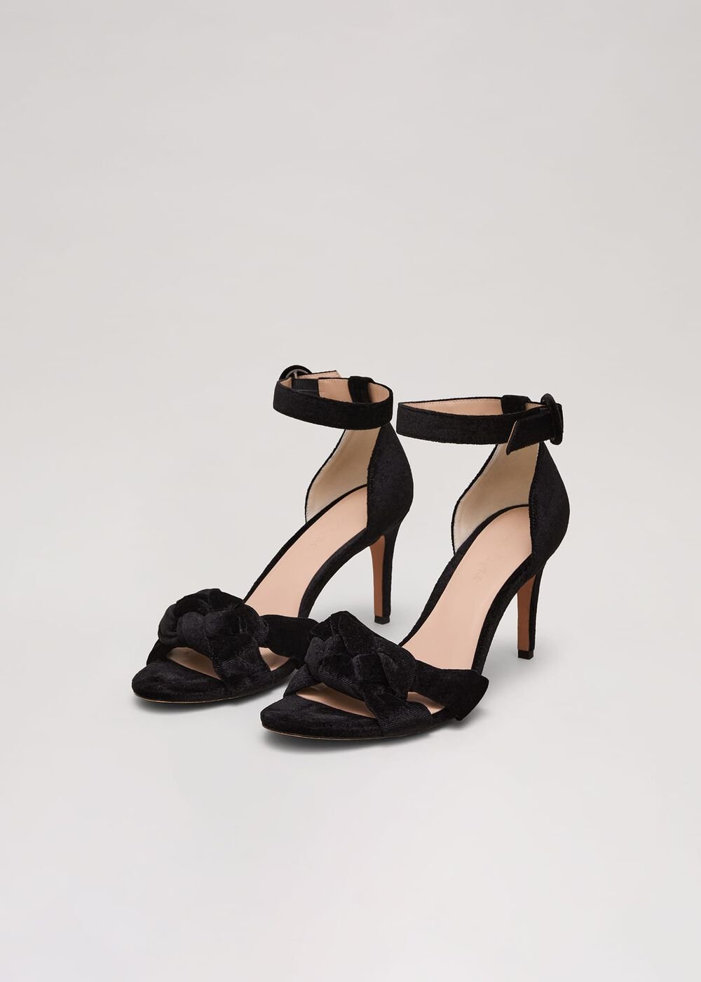Black Velvet Plaited Strappy Sandal Black