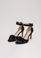 Black Velvet Plaited Strappy Sandal Black