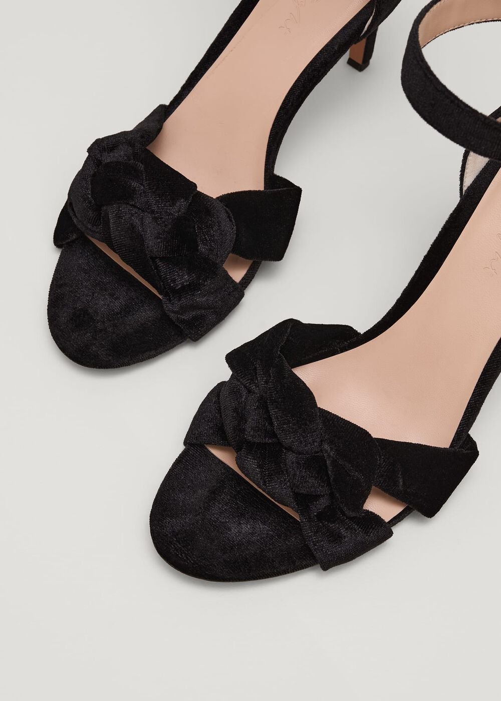 Black Velvet Plaited Strappy Sandal Black