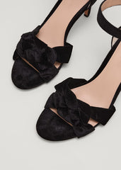 Black Velvet Plaited Strappy Sandal Black