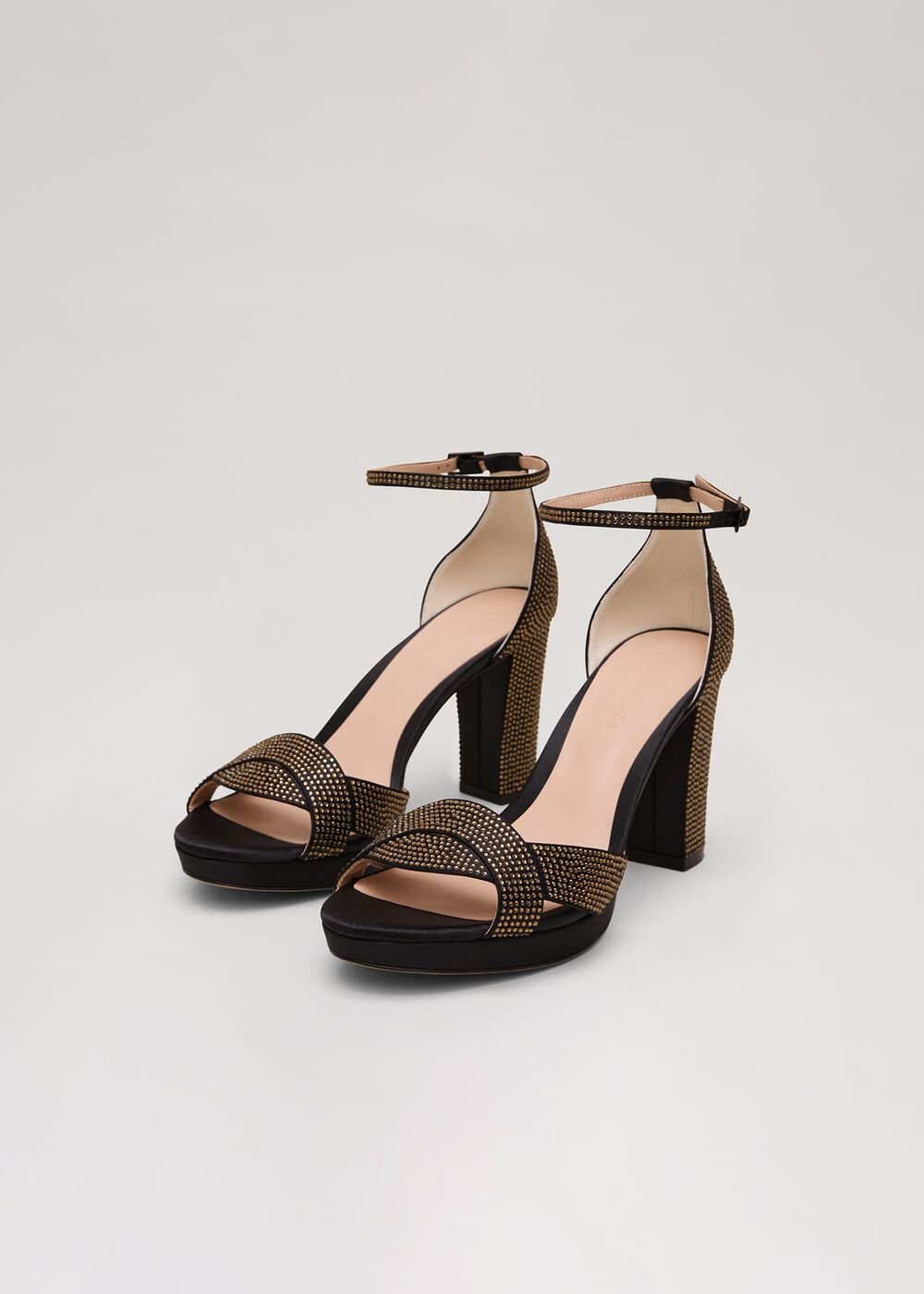 Embellished Crossover Platform Sandal Gold