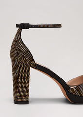 Embellished Crossover Platform Sandal Gold