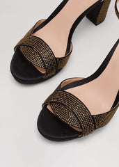 Embellished Crossover Platform Sandal Gold