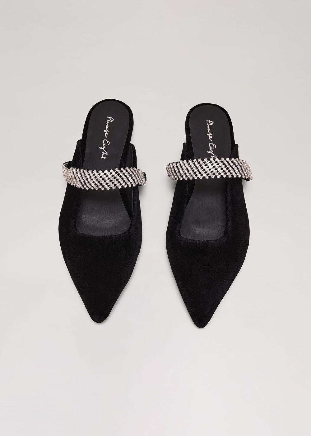 Black Velvet Sparkle Flat Mule Black