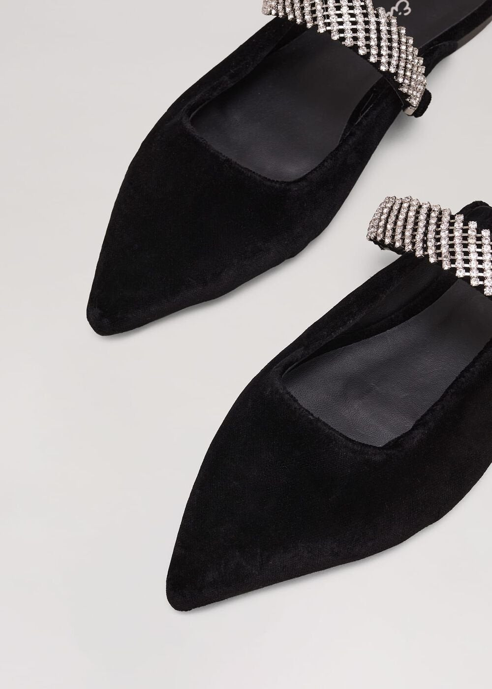 Black Velvet Sparkle Flat Mule Black