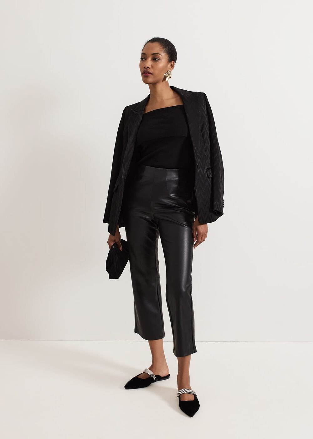 Black Velvet Sparkle Flat Mule Black