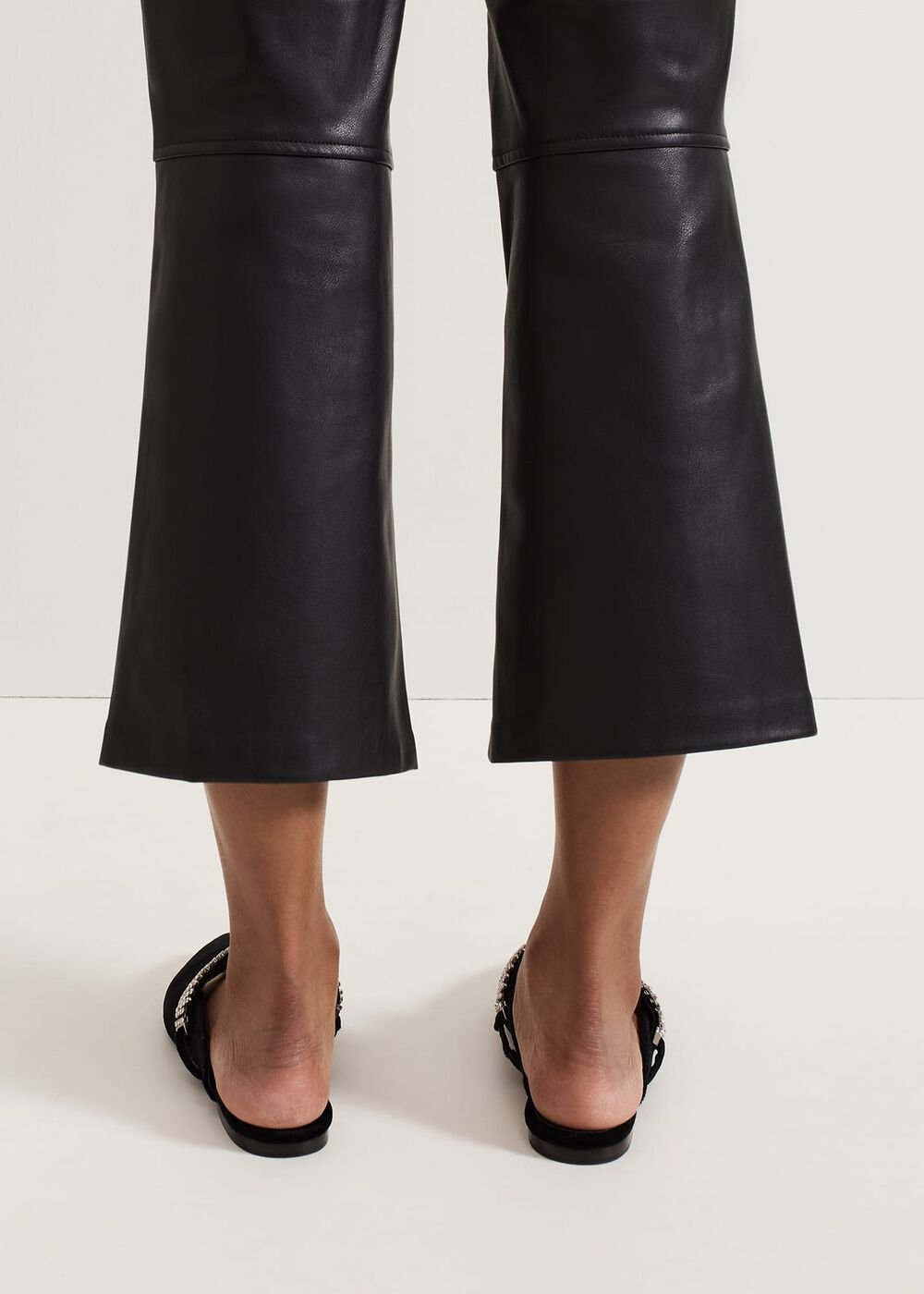 Black Velvet Sparkle Flat Mule Black