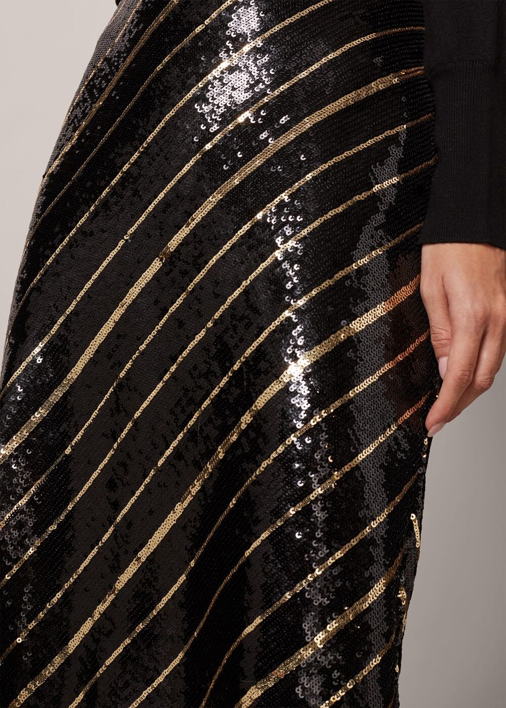 Giana Stripe Sequin Skirt Black/Bronze