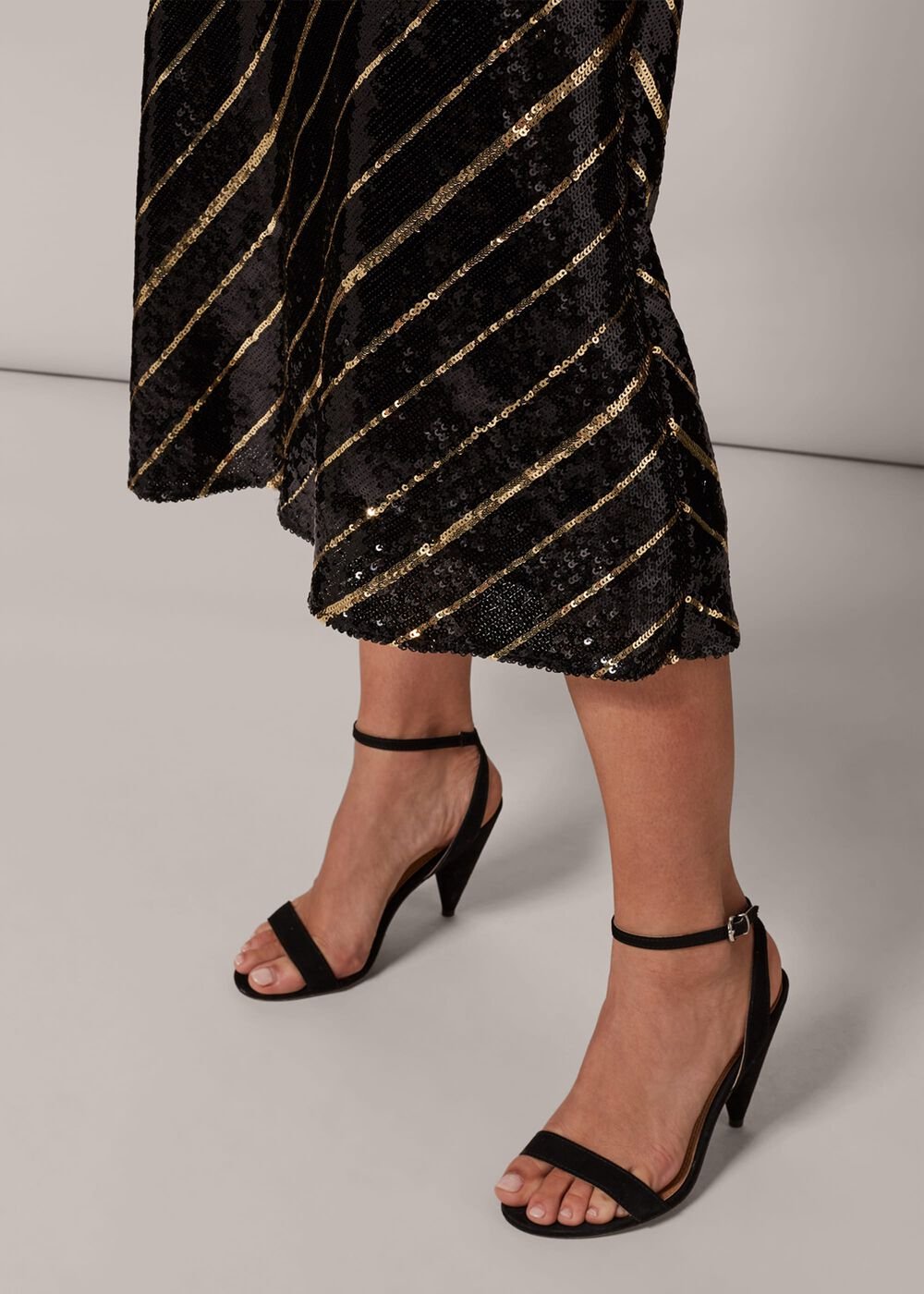 Giana Stripe Sequin Skirt Black/Bronze