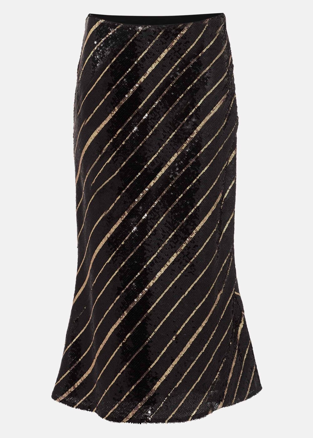 Giana Stripe Sequin Skirt Black/Bronze