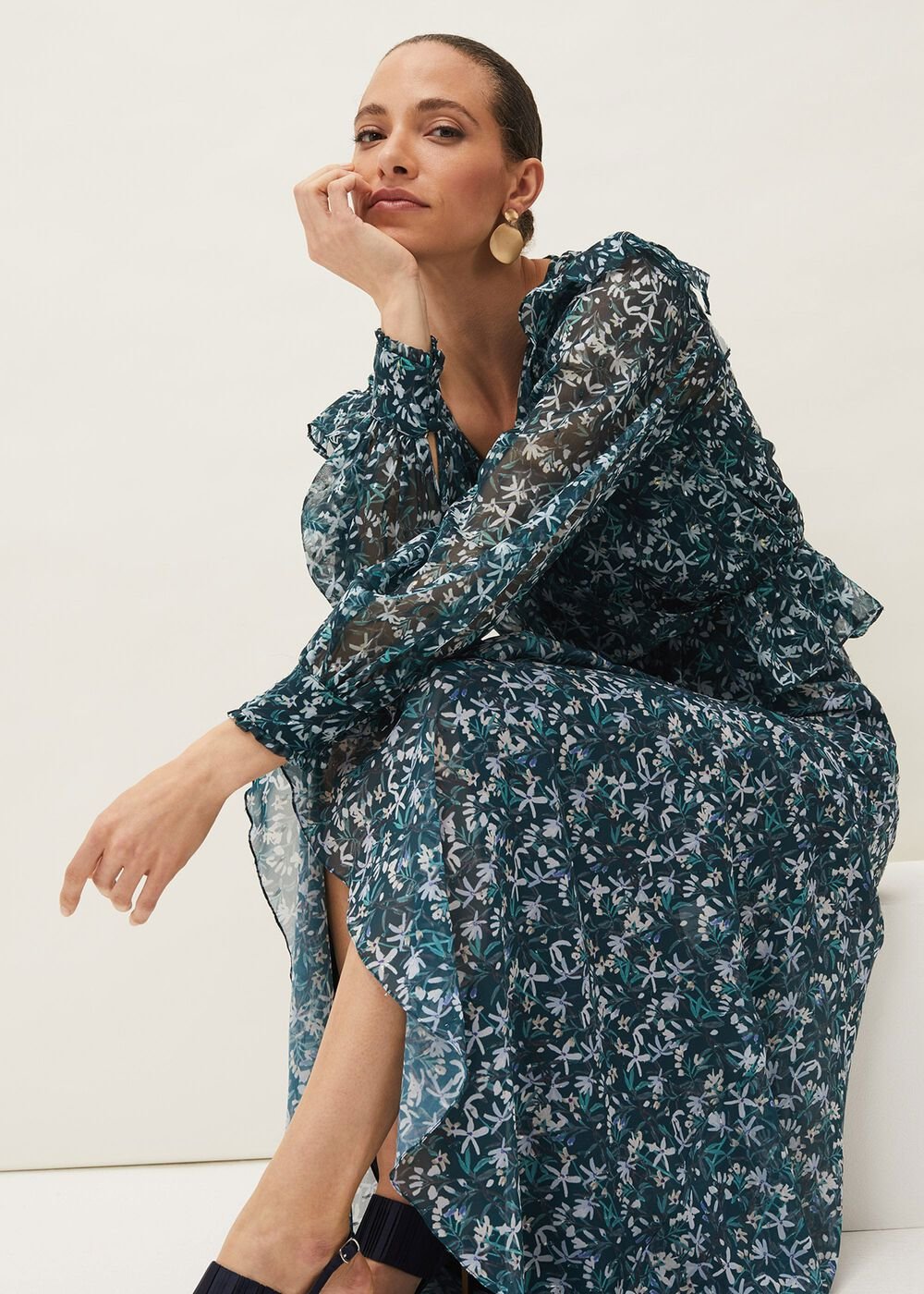 Lola Floral Co-Ord Skirt Petrol