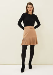 Annabel Pleated Mini Skirt Camel