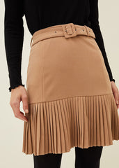 Annabel Pleated Mini Skirt Camel