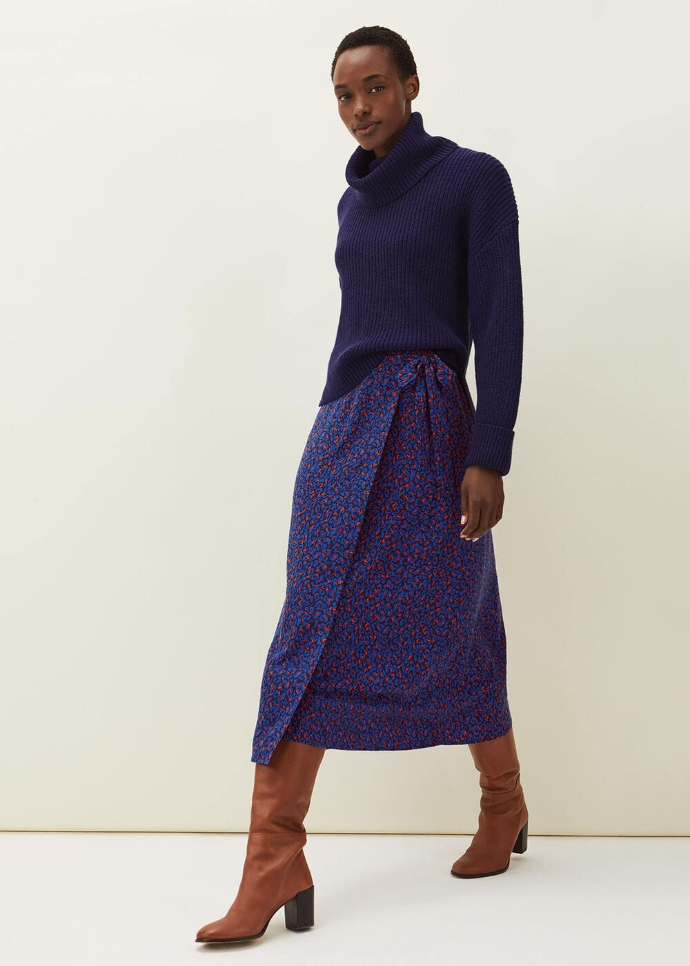 Lou Lou Animal Print Wrap Skirt Spice/Ink