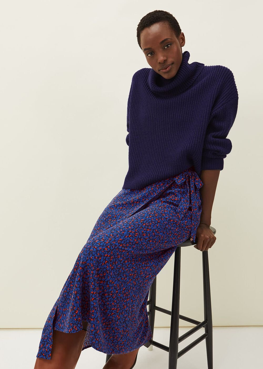Lou Lou Animal Print Wrap Skirt Spice/Ink