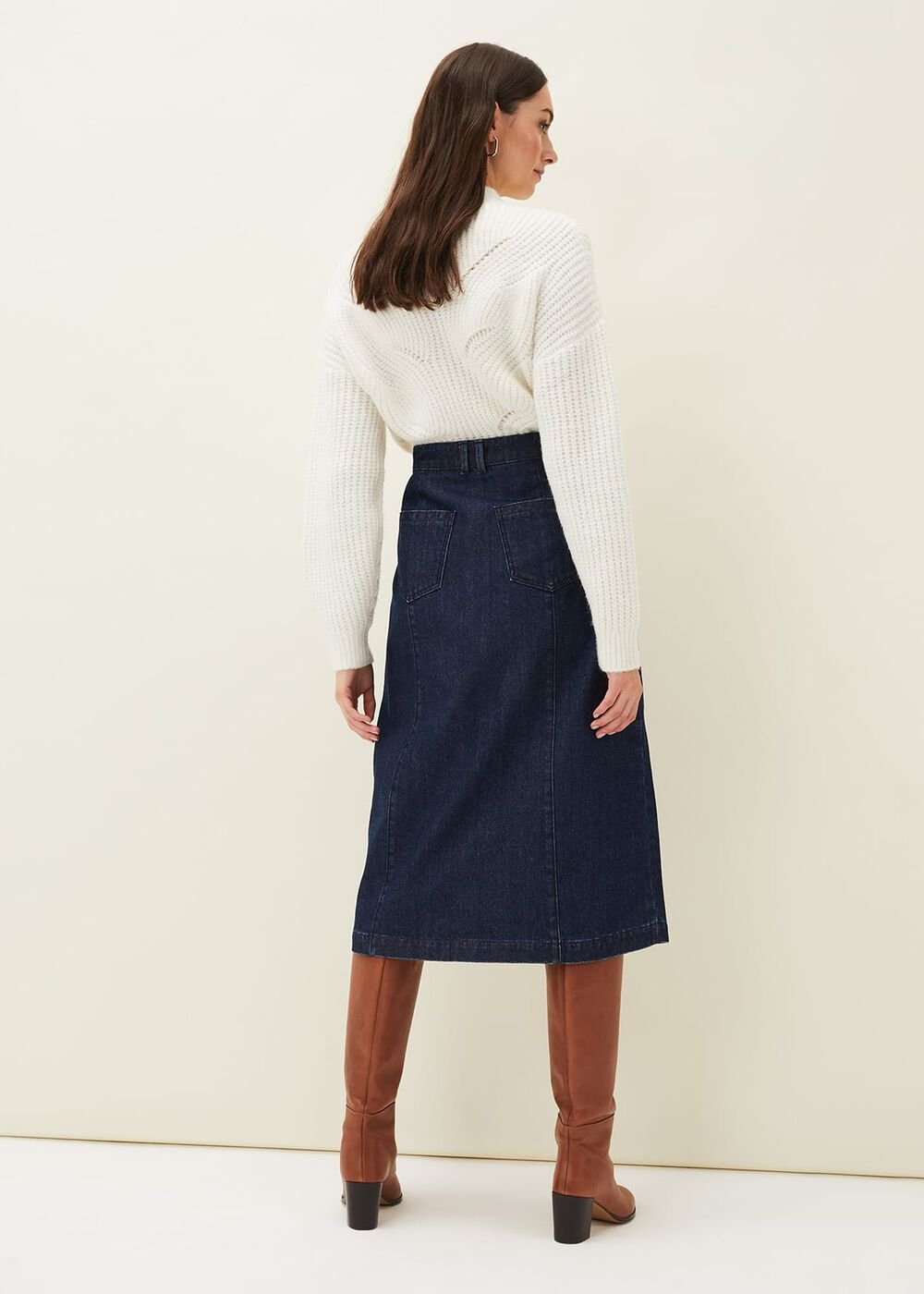 Jessa Denim Midi Pencil Skirt Denim